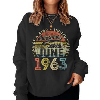 Vintage 60Th Birthday Awesome Since June 1963 60 Years Old Women Sweatshirt | Mazezy