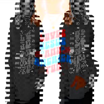 Vintage 70S Retro Loves Jesus And America Too 70S Vintage s Women Sweatshirt | Mazezy