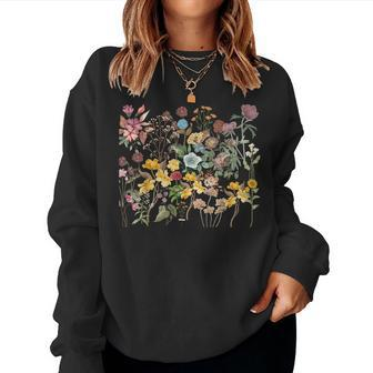 Vintage Botanical With Aesthetic Cottagecore Floral Women Sweatshirt | Mazezy