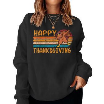 Vintage Dabbing Turkey Thanksgiving Day Pilgrim Boys Girls Women Sweatshirt | Mazezy