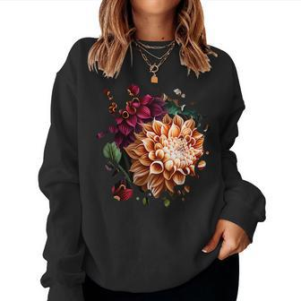 Vintage Dahlia Inspired Flower Plant Lover Gardening Plant Lover Women Sweatshirt | Mazezy