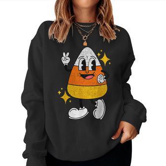 Vintage Groovy Halloween Candy Corn Retro Halloween Women Sweatshirt - Thegiftio UK