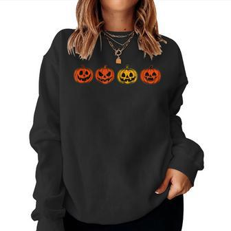 Vintage Halloween Spooky Fall Pumpkin Scary Jack O Lantern Vintage Halloween Women Sweatshirt | Mazezy