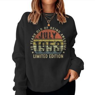 Vintage July 1953 Limited Edition 70 Years Old 70Th Birthday Women Crewneck Graphic Sweatshirt - Seseable