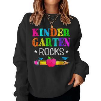Vintage Kindergarten Rocks Teacher Student Back To School Women Sweatshirt - Seseable