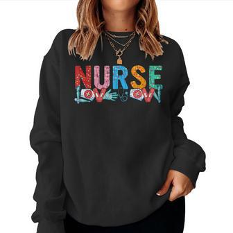 Vintage Nurse Funny Nurses Week Nursing Assistant Graphic Women Crewneck Graphic Sweatshirt - Thegiftio UK
