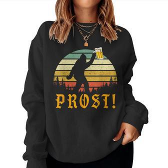 Vintage Prost Bigfoot Drinking Beer German Oktoberfest Women Sweatshirt | Mazezy