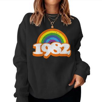 Vintage Rainbow College High School Class Of 82 1982 Reunion Women Crewneck Graphic Sweatshirt - Thegiftio UK