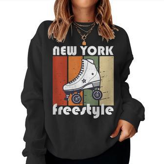 Vintage Retro New York Skater Freestyle Roller Skating Women Sweatshirt | Mazezy