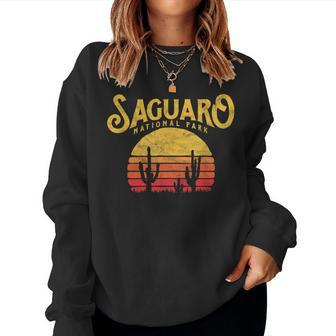 Vintage Saguaro National Park Retro Cactus & Sun Women Sweatshirt | Mazezy