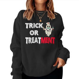 Vintage Trick Or Treatment Nurse Ghost Halloween Costume Women Sweatshirt - Monsterry UK