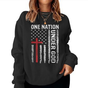 Vintage Usa Flag Christian Faith Family Freedom Women Sweatshirt | Mazezy
