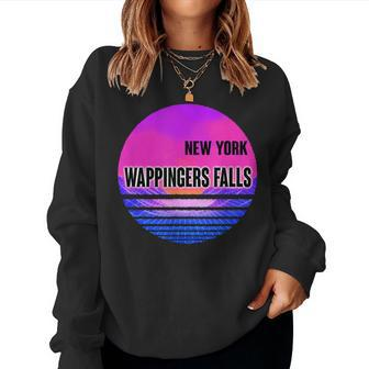 Vintage Wappingers Falls Vaporwave New York Women Sweatshirt | Mazezy