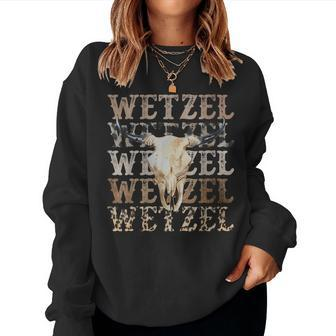 Vintage Western Country Music Wetzel Bull Skull Women Sweatshirt | Mazezy