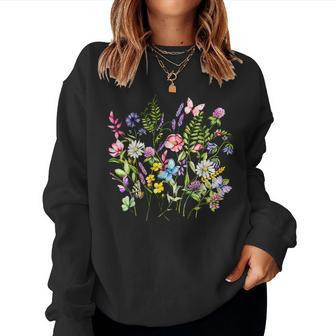 Vintage Wildflower Summer Flowers Women Graphic Floral Sweatshirt | Mazezy