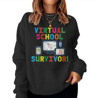 Virtual School Survivor Unicorn Fox Turtle Women Sweatshirt | Mazezy