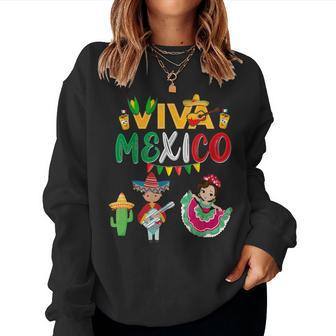 Viva Mexico Boy Girl Maracas Mexican Independence Women Sweatshirt - Seseable