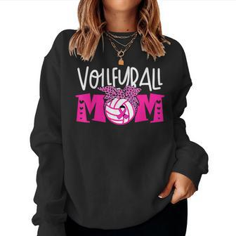 Volleyball Mom Pink Ribbon Breast Cancer Awareness Fighters Women Sweatshirt - Seseable