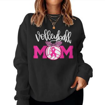 Volleyball Mom Pink Ribbon Breast Cancer Awareness Fighters Women Sweatshirt - Thegiftio UK