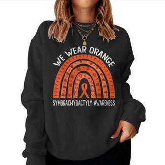 We Wear Orange Rainbow For Symbrachydactyly Awareness Women Crewneck Graphic Sweatshirt - Seseable