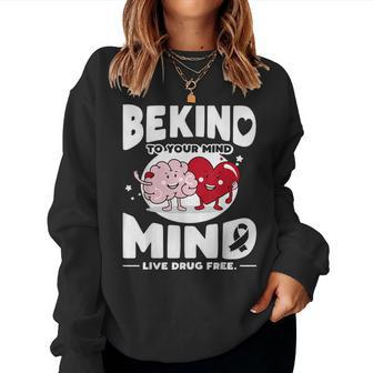 We Wear Red For Red Ribbon Week 2023 Be Kind To Your Mind Women Sweatshirt - Seseable