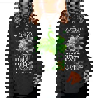 A Wee Bit Irish Today Cute Flamingo Leprechaun Shamrocks Women Sweatshirt | Mazezy