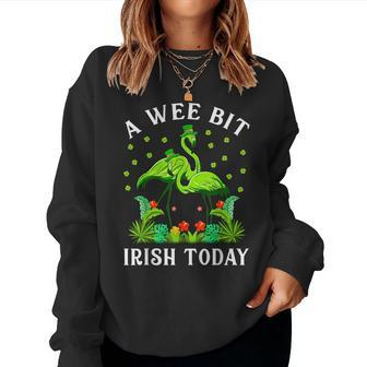 A Wee Bit Irish Today Flamingo St Pattys Day Women Sweatshirt | Mazezy
