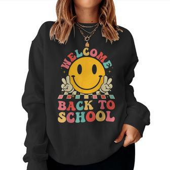 Welcome Back To School Retro First Day Of School Teacher Women Sweatshirt - Seseable