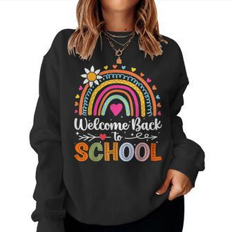 Welcome Back To School First Day Of School Rainbow Teacher Women Sweatshirt - Seseable