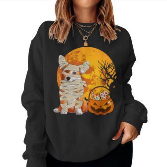 Welsh Corgi Mummy Dog Lover Cute Halloween Candy Basket Women Sweatshirt