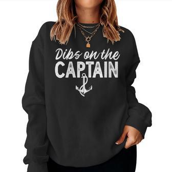 Wife Dibs On The Captain Captain Wife Retro Women Sweatshirt - Seseable