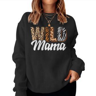 Wild Mama Zoo Born Two Be Wild B-Day Safari Jungle Animal Women Sweatshirt - Monsterry