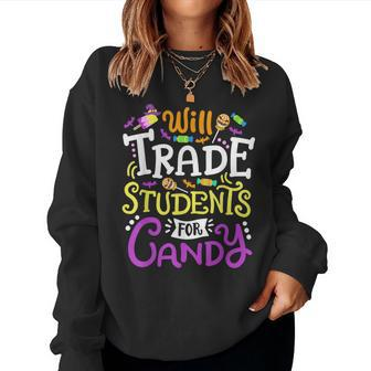 Will Trade Students For Candy Teacher Cute Halloween Costume Women Sweatshirt - Monsterry AU