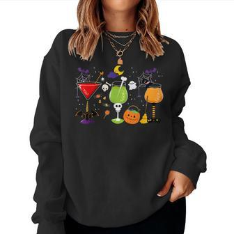 Wine Glass Of Witchcraft Halloween Witch Hat Women Sweatshirt - Monsterry AU