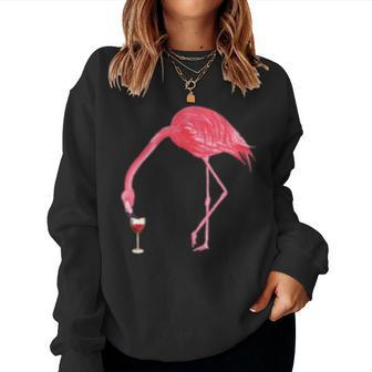 Wine Lovers Flamingo Party Women Sweatshirt | Mazezy