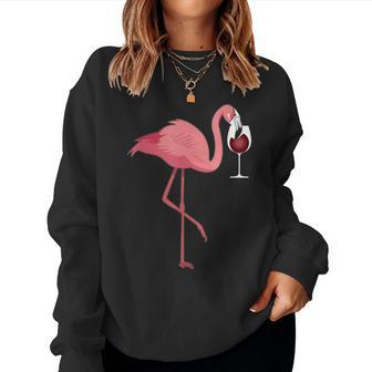 Wine Tasting Flamingo Wine Lovers Women Sweatshirt | Mazezy
