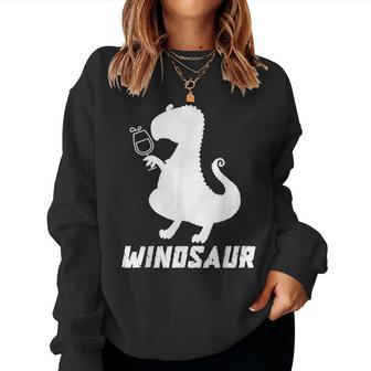 Winosaur Wine Dinosaur Drinking Party Women Sweatshirt | Mazezy
