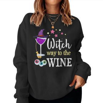 Witch Way To The Wine Costume For Witch Lover Women Sweatshirt - Seseable