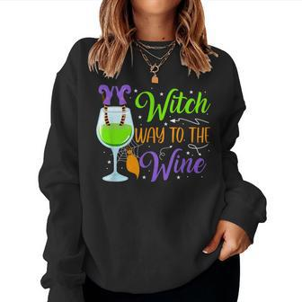 Witch Way To The Wine Halloween Wine Drink Lover Boys Women Sweatshirt - Thegiftio UK