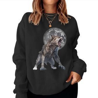 The Wolf Howled At The Moon Halloween Night Halloween Women Sweatshirt | Mazezy