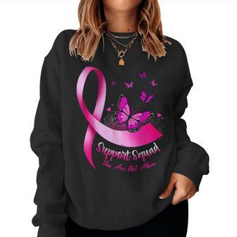 Woman Butterfly Support Squad Breast Cancer Warrior Pink Women Sweatshirt | Mazezy