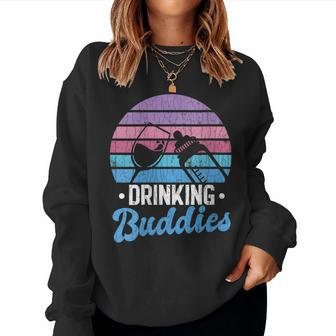 Womens Drinking Buddies Funny Auntie Niece Graphic Women Crewneck Graphic Sweatshirt - Thegiftio UK