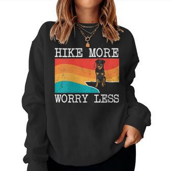 Womens Hike More Worry Less Beauceron Graphic Hiking Women Crewneck Graphic Sweatshirt - Thegiftio UK