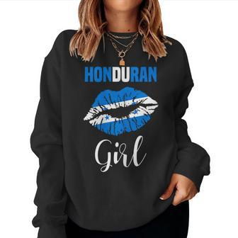 Womens Honduran Girl Honduran Flag Lips Proud Honduras Women Crewneck Graphic Sweatshirt - Thegiftio UK