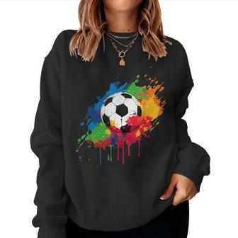 Women's And Men's Soccer Ball With Paint Splash Women Sweatshirt | Mazezy