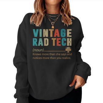 Womens Vintage Rad Tech Knows More Than She Says Funny Women Crewneck Graphic Sweatshirt - Thegiftio UK