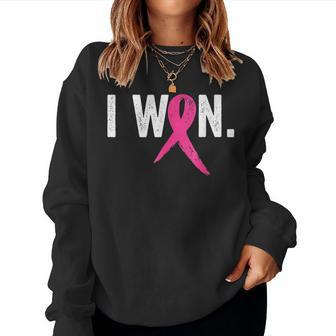 I Won Breast Cancer Awareness Support Pink Ribbon Women Sweatshirt - Seseable