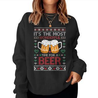 Wonderful Time For A Beer Ugly Christmas Sweaters Women Sweatshirt | Seseable UK