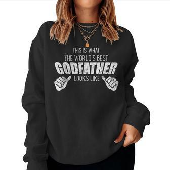 Worlds Best Godfather Uncle Family Distressed Women Sweatshirt | Mazezy