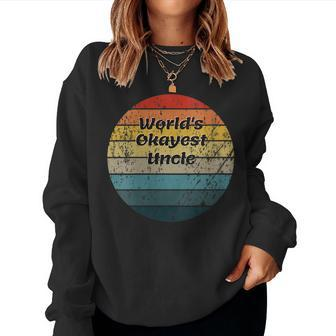 Worlds Okayest Uncle Vintage Sunset 60S 70S Women Sweatshirt | Mazezy